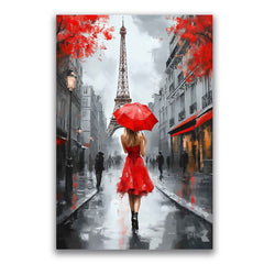 RED UMBRELLA IN PARIS Vertical Canvas