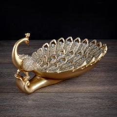 GOLD PEACOCK DECO PLATE