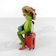 FROG sitting on Suitcase Figurine Decoration