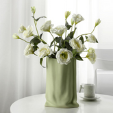 Hand pinched texture paper bag vase - cheese matcha