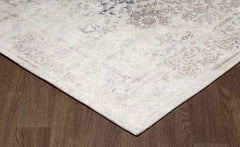 Sparx Distressed Navy Blue Beige Grey Washable Transitional Rug