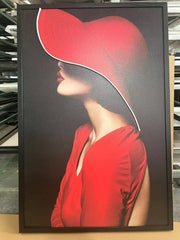 Sexy Elegant Woman with Red Hat LED Wall Art