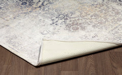 Sparx Distressed Navy Blue Beige Grey Washable Transitional Rug