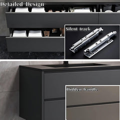 Modern Black Luxury Wall Mount Bathroom Vanity Set