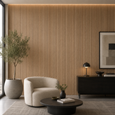 Acoustic Wood Slatwall Panel with Grey Felt