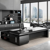 Black Executive Luxury Office Desk with Display Shelves