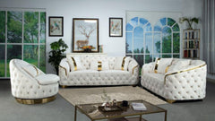 Gracy Modern White Velvet Sofa Set