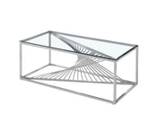 CAFIQUE Stainless Steel and Glass Top Coffee Table