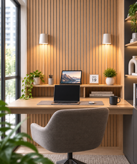 Acoustic Wood Slatwall Panel with Grey Felt