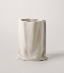 Hand pinched texture paper bag vase - cheese matcha