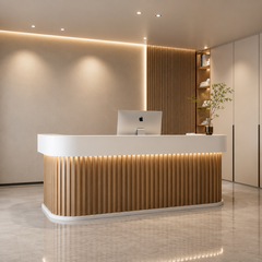 Wood Aura Reception Desk with LED