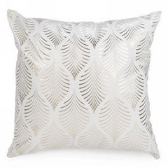 White cushion with gold foliage