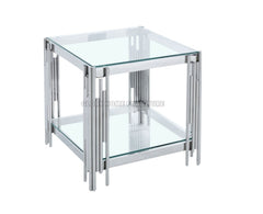 TIDY NEST Glass top Brass Side Table
