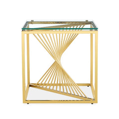 PLINTH Glass top Brass Side Table