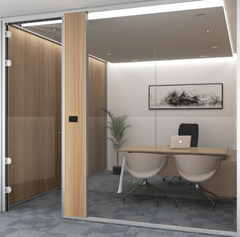 Office Glass and Wood Panel Partitions