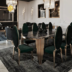 MARB LUX Stainless Steel Marble Top Dining Table