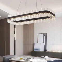 Modern Black Linear Crystal Chandelier