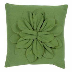 Green cushion with 3D flower