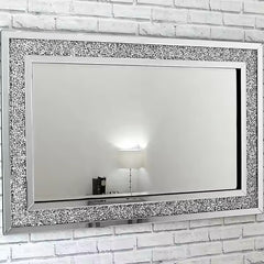 Modern Crushed Diamond Rectangular Decorative Mirror