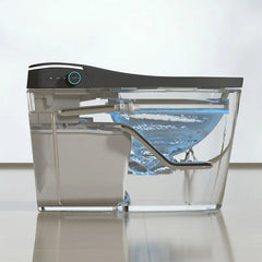 Black Elongated Smart LED Luxury Bidet Toilet with Built in Tank & Voice Control