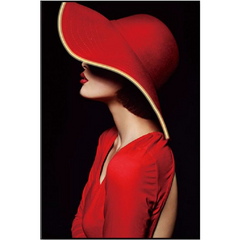 Sexy Elegant Woman with Red Hat LED Wall Art