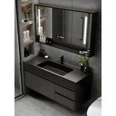Black Luxury Wall Mount Bathroom Vanity & LED Mirror Cabinet Set