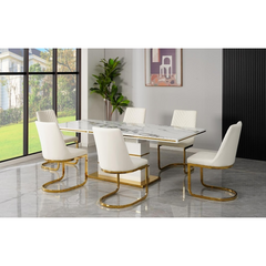 Luxor Stainless Steel Marble Top Dining Table