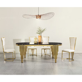 MARB LUX Stainless Steel Marble Top Dining Table