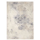 Sparx Distressed Navy Blue Beige Grey Washable Transitional Rug