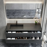 Modern Black Luxury Wall Mount Bathroom Vanity Set