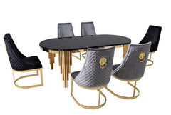 MARB LUX Stainless Steel Marble Top Dining Table