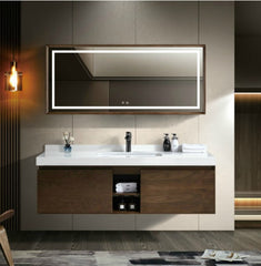 MODERNIQUE Wall Mount Bathroom Vanity & LED Mirror Cabinet