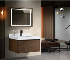 MODERNIQUE Wall Mount Bathroom Vanity & LED Mirror Cabinet