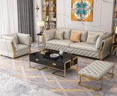 Golden Settee Luxury Leatherette Sofa Set