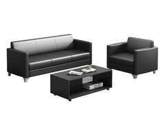 Charcoal Black Leather Office Sofa Set