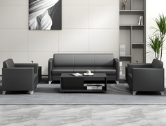 Charcoal Black Leather Office Sofa Set