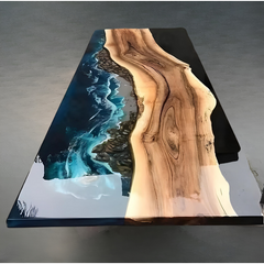 OACEANA Epoxy Solid Wood Dining Table