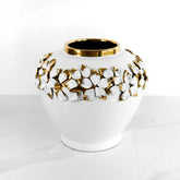 WHITE VASE WITH GOLD FLOWERS