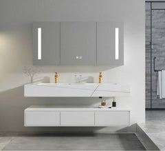 Lavish Edge Wall Mount Bathroom Vanity & LED Mirror Cabinet