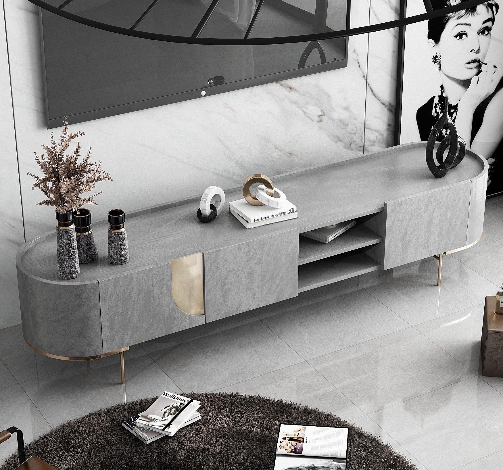 Antigua Luxurious Gray Media Cabinet - Northern Interiors