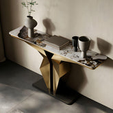 Arkelis Gold Stainless steel Marble Top Console Table - Northern Interiors