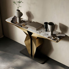Arkelis Gold Stainless steel Marble Top Console Table - Northern Interiors