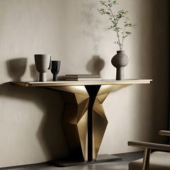 Arkelis Gold Stainless steel Marble Top Console Table - Northern Interiors
