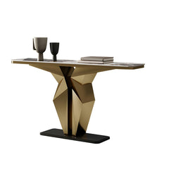 Arkelis Gold Stainless steel Marble Top Console Table - Northern Interiors