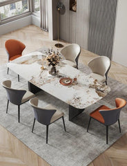 Black Luxury Modern Stone Top Dining Set - Northern Interiors