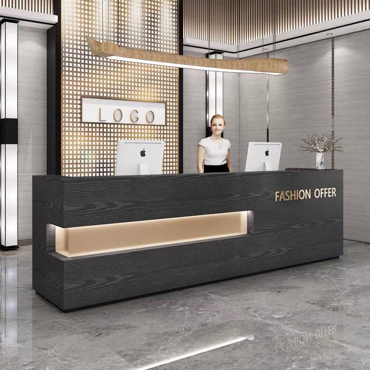 Black Slick Design Modern Reception Desk - Northern Interiors