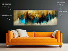 Abstract Gold and Blue Canvas Art
