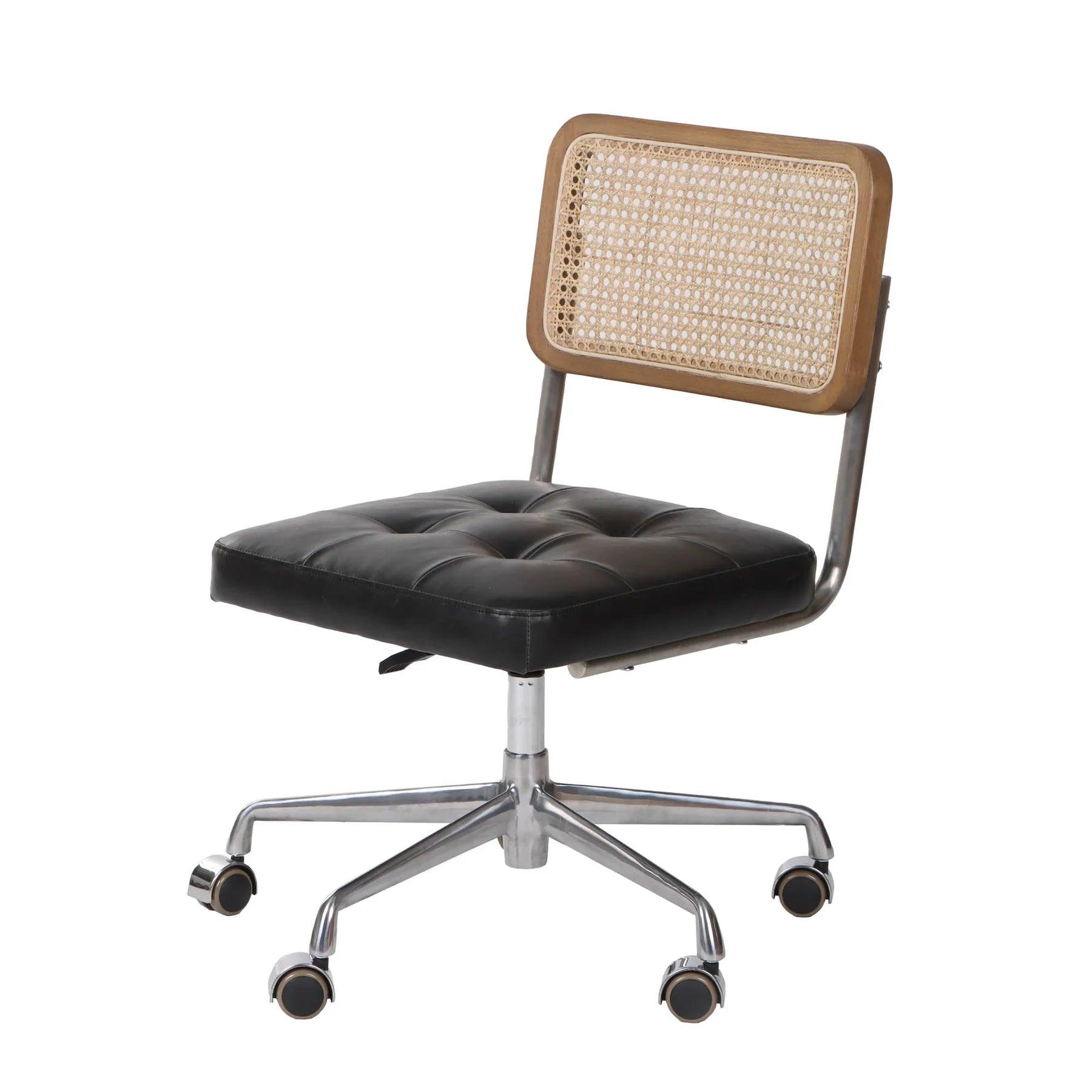 Cane back Leather Office Chair - Northern Interiors