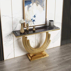 Cronus Stainless steel Marble Top Console Table - Northern Interiors