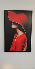 Sexy Elegant Woman with Red Hat LED Wall Art